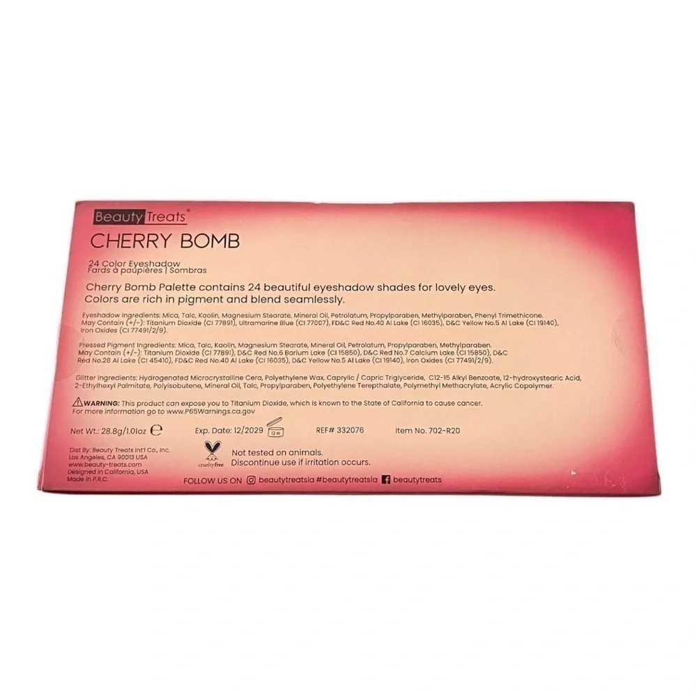 NWT-BEAUTY TREATS-CHERRY BOMB EYE SHADOW PALETTE